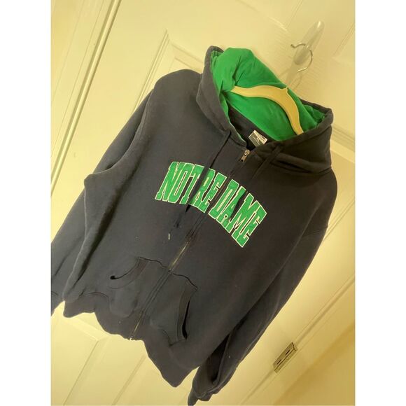 Notre Dame XL blue and green hoodie by Stadium Athletics - Picture 1 of 6